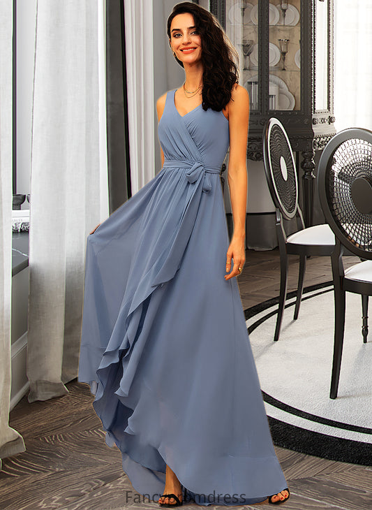 Bailey A-LineV-neckAsymmetricalChiffonBridesmaidDressWithRuffleBow(s)#251387 DRP0013061