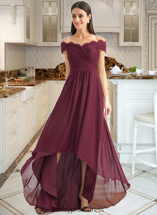 Annalise A-Line Off-the-Shoulder Asymmetrical Bridesmaid Dress With Lace DRP0013070