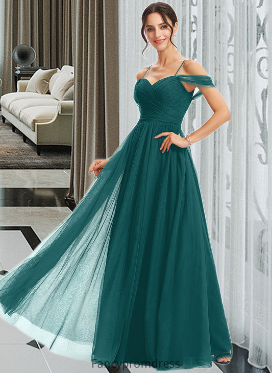 Skyler A-Line V-neck Floor-Length Bridesmaid Dress With Ruffle DRP0013072