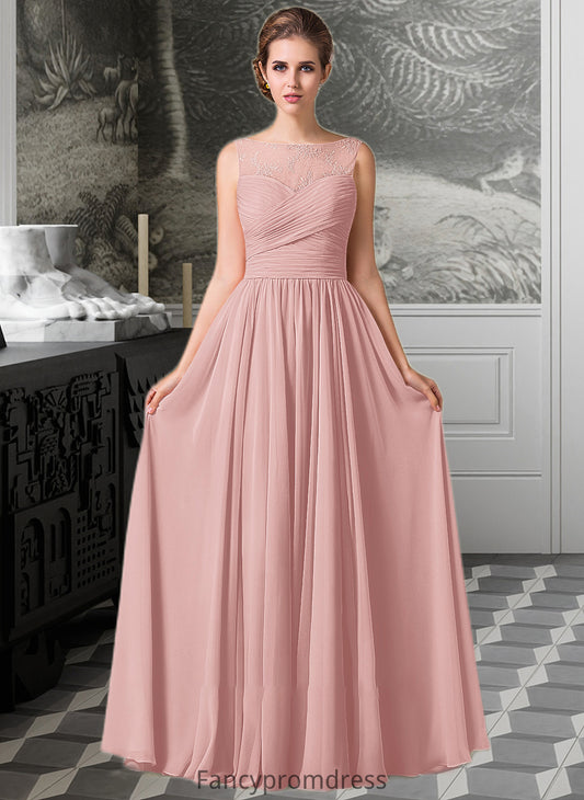 Victoria Chiffon Lace A-Line Floor-length Bridesmaid Dress DRP0013107