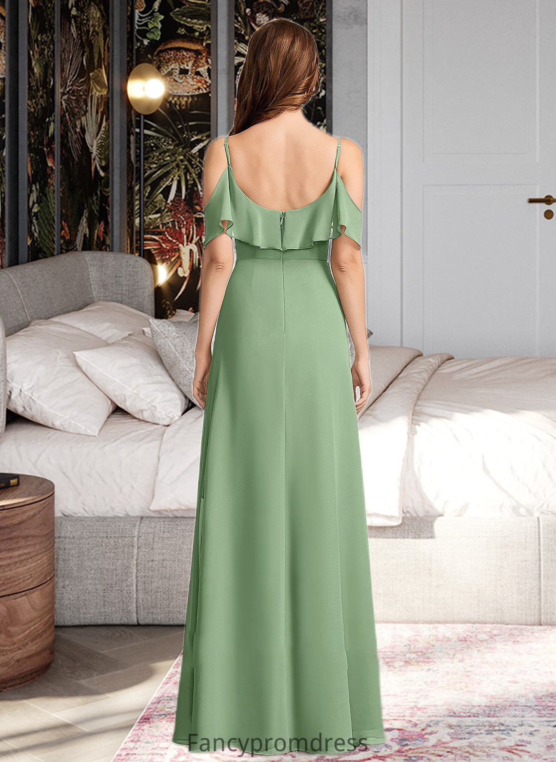 Briana A-Line V-neck Asymmetrical Bridesmaid Dress With Split Front DRP0013109