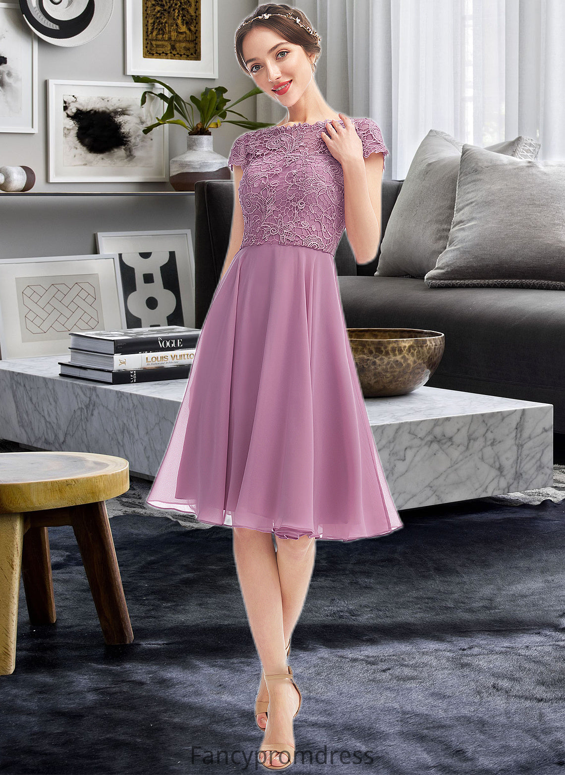 Kenya A-Line Scoop Neck Knee-Length Bridesmaid Dress DRP0013119