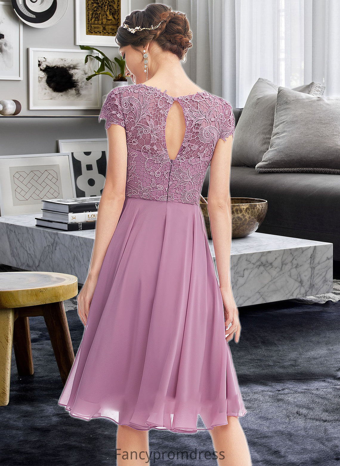 Kenya A-Line Scoop Neck Knee-Length Bridesmaid Dress DRP0013119