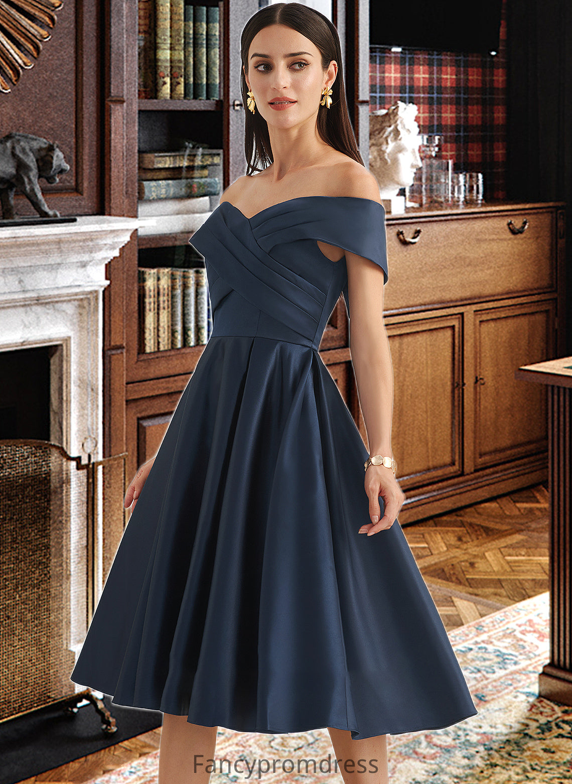 Jaelynn A-Line Off-the-Shoulder Knee-Length Bridesmaid Dress With Pockets DRP0013150