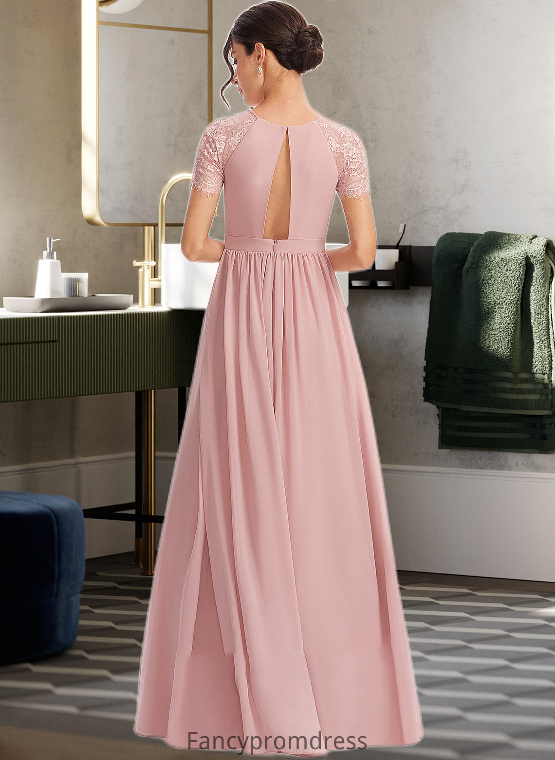 Nathalie A-Line Floor-Length Bridesmaid Dress With Lace DRP0013151