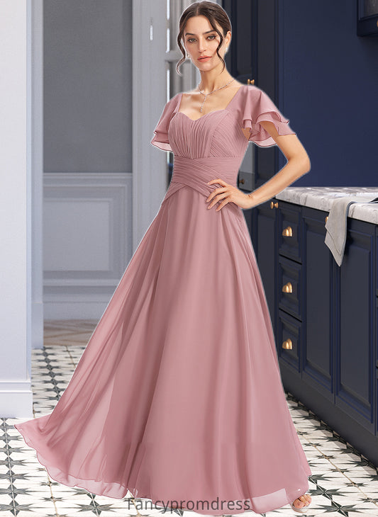 Joanna A-Line Square Neckline Floor-Length Bridesmaid Dress With Ruffle Cascading Ruffles DRP0013172