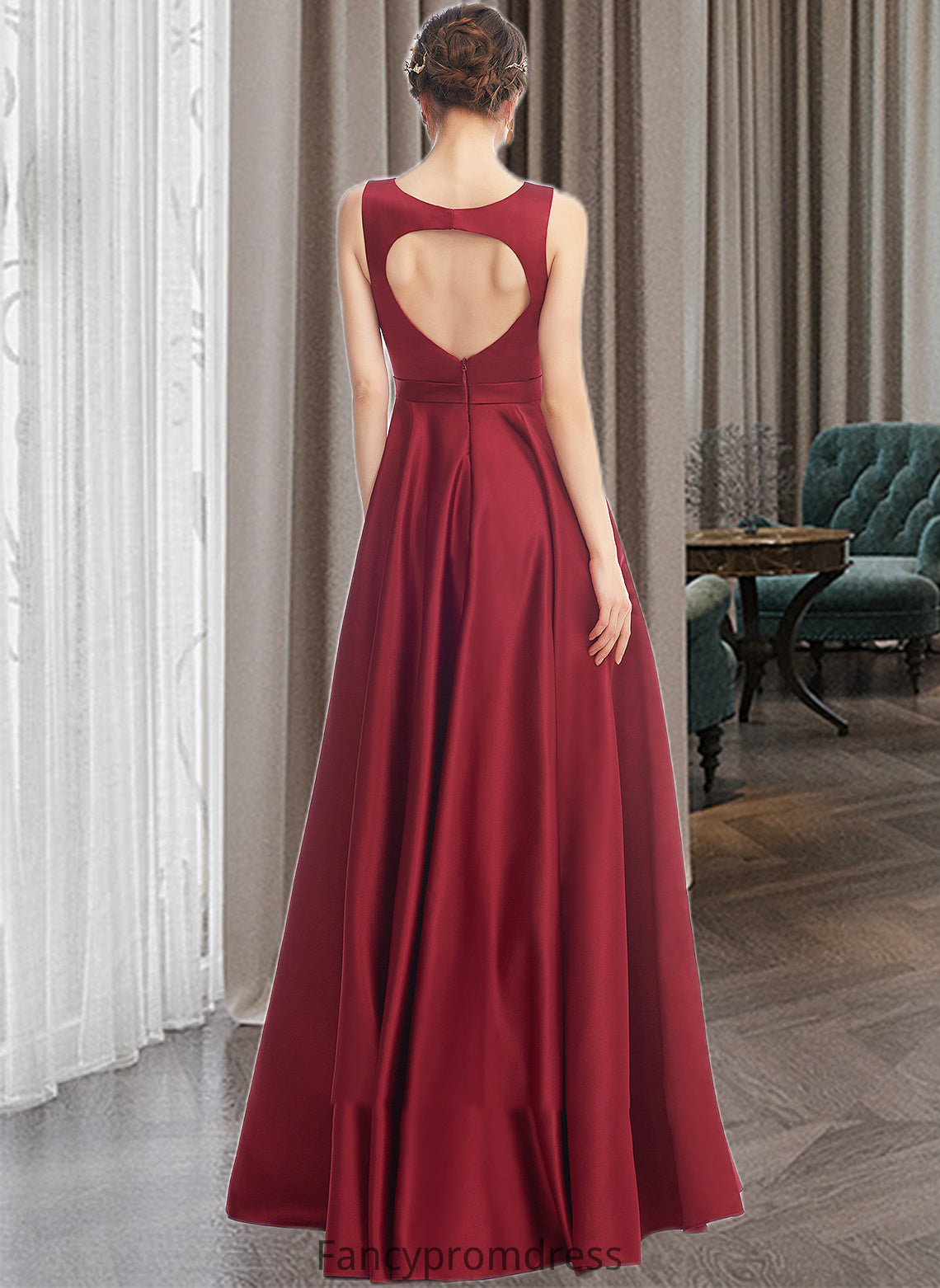 Tamia A-Line Scoop Neck Floor-Length Bridesmaid Dress DRP0013198