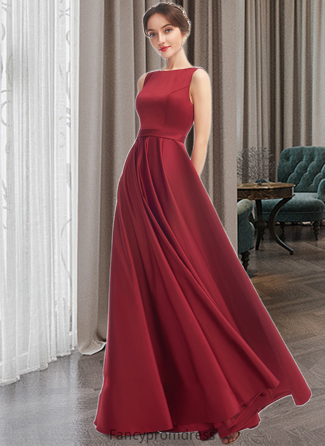 Tamia A-Line Scoop Neck Floor-Length Bridesmaid Dress DRP0013198