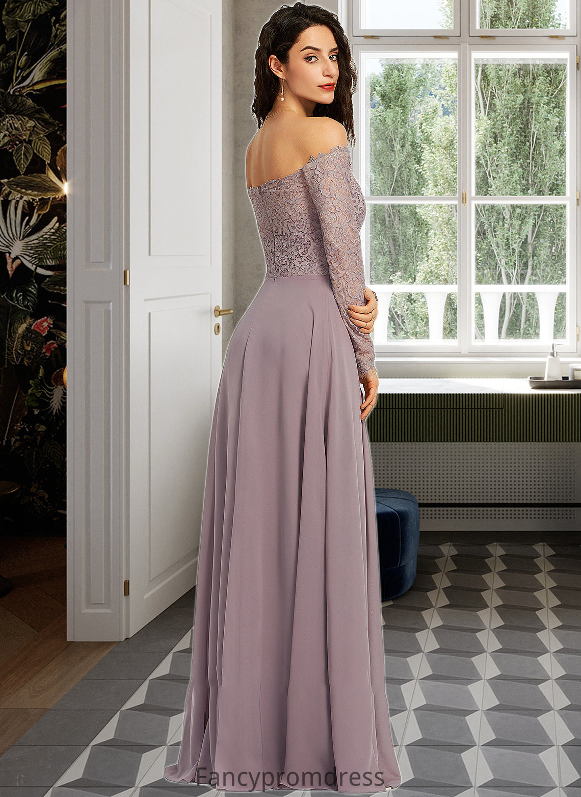 Dakota A-Line Off-the-Shoulder Floor-Length Bridesmaid Dress DRP0013200