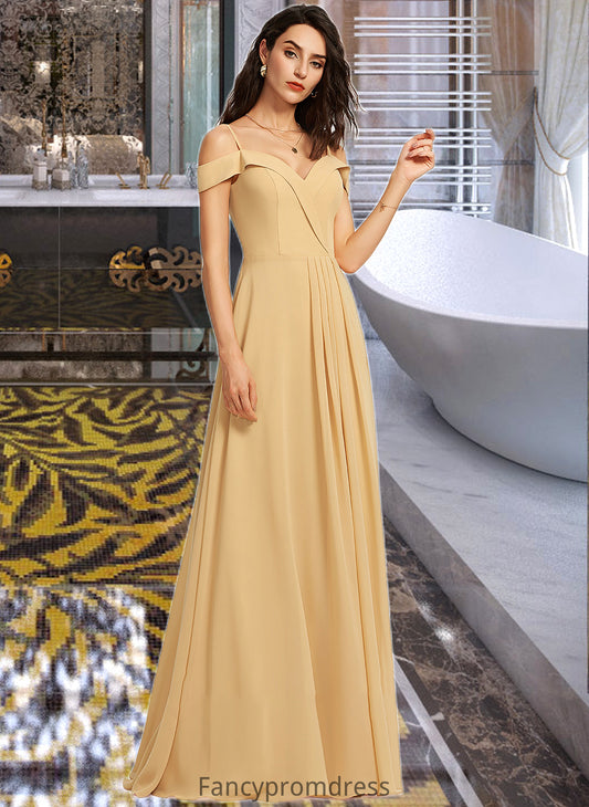 Winifred A-Line V-neck Floor-Length Bridesmaid Dress DRP0013265