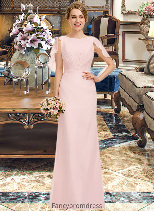 Amiah A-Line Scoop Neck Floor-Length Chiffon Bridesmaid Dress With Cascading Ruffles DRP0013269