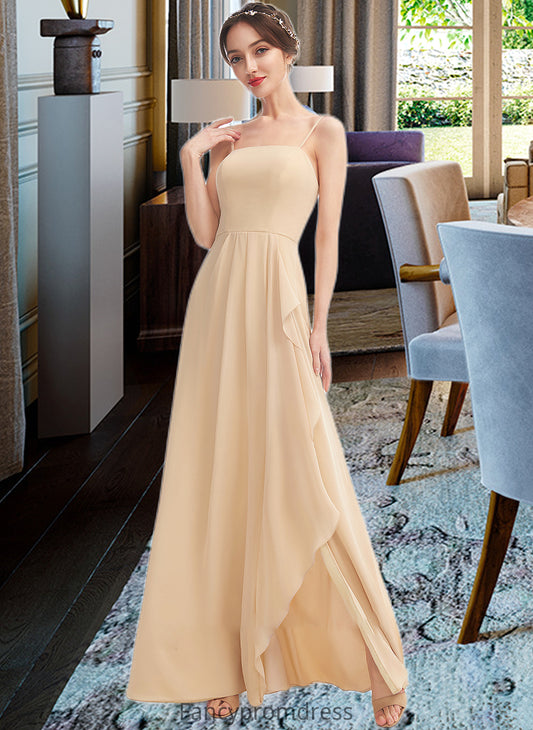 Jane A-Line Square Neckline Floor-Length Bridesmaid Dress With Split Front DRP0013275