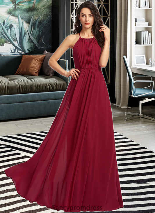 Rory A-Line Scoop Neck Floor-Length Bridesmaid Dress With Ruffle DRP0013277