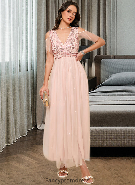 Riya A-LineV-neckAnkle-LengthBridesmaidDress#273662 DRP0013281