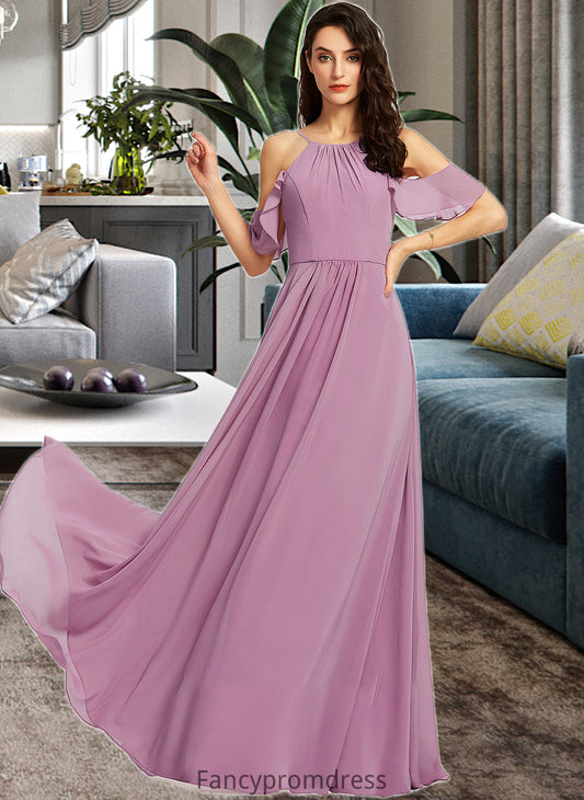 Delaney A-Line Scoop Neck Floor-Length Bridesmaid Dress With Pockets DRP0013287