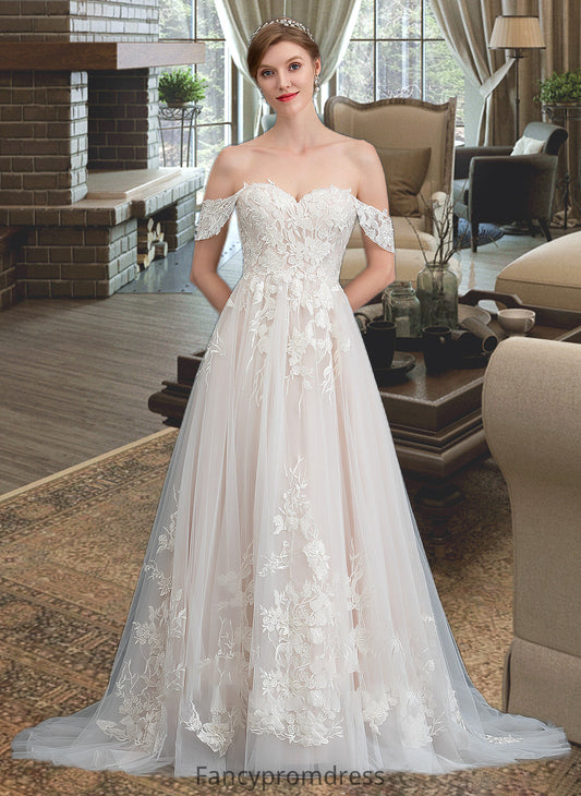 Genevieve Ball-Gown/Princess Sweetheart Sweep Train Tulle Wedding Dress DRP0013685