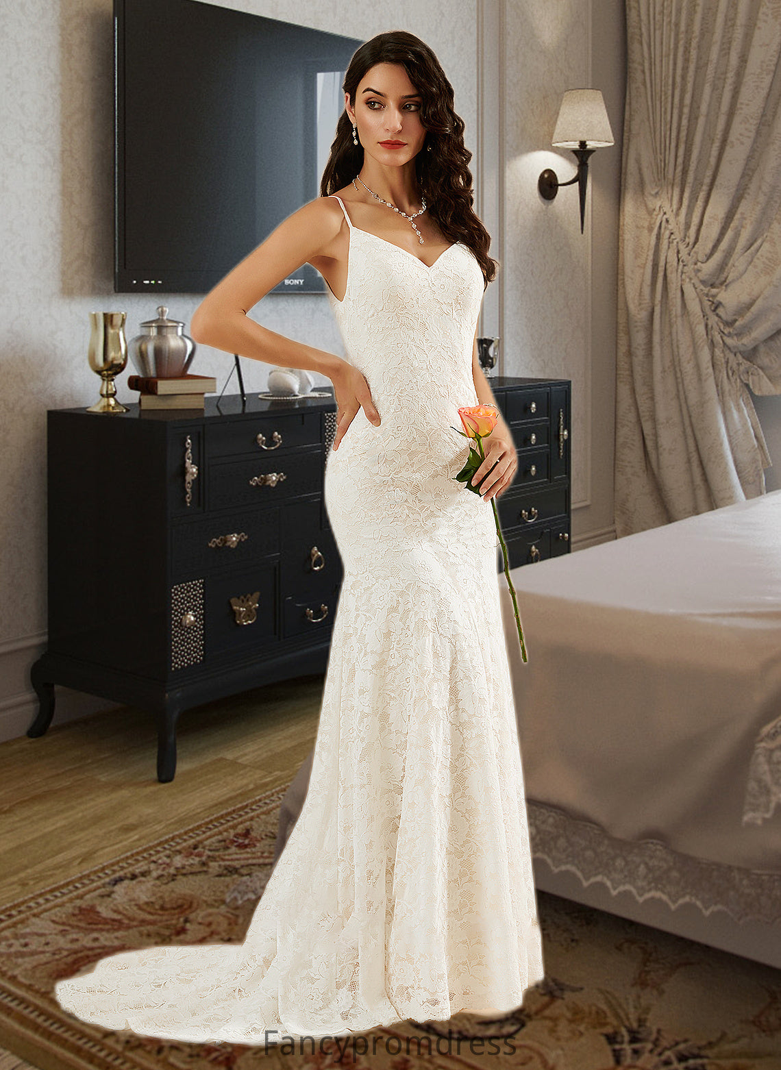 Jimena Trumpet/Mermaid V-neck Court Train Wedding Dress DRP0013725