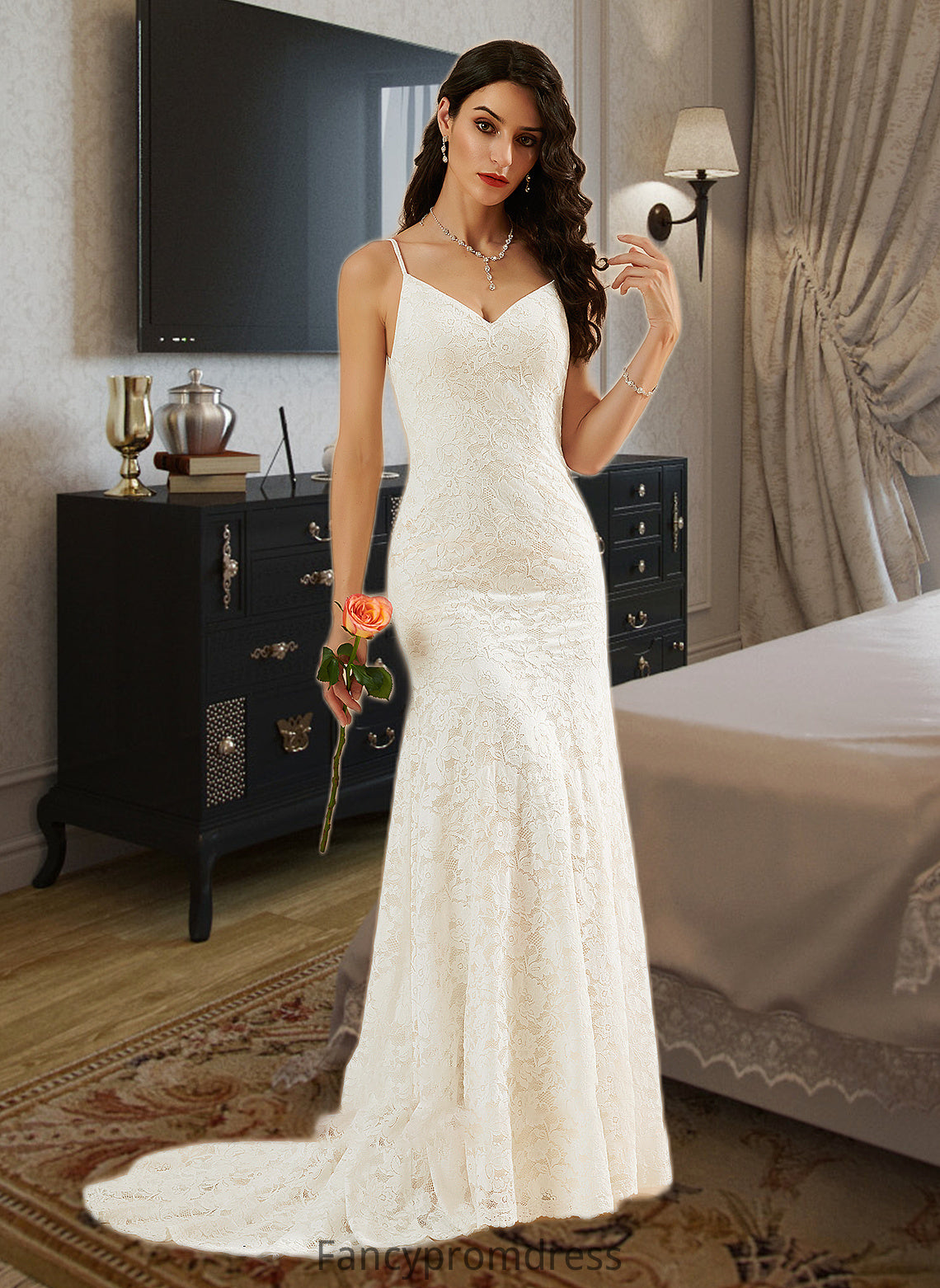 Jimena Trumpet/Mermaid V-neck Court Train Wedding Dress DRP0013725