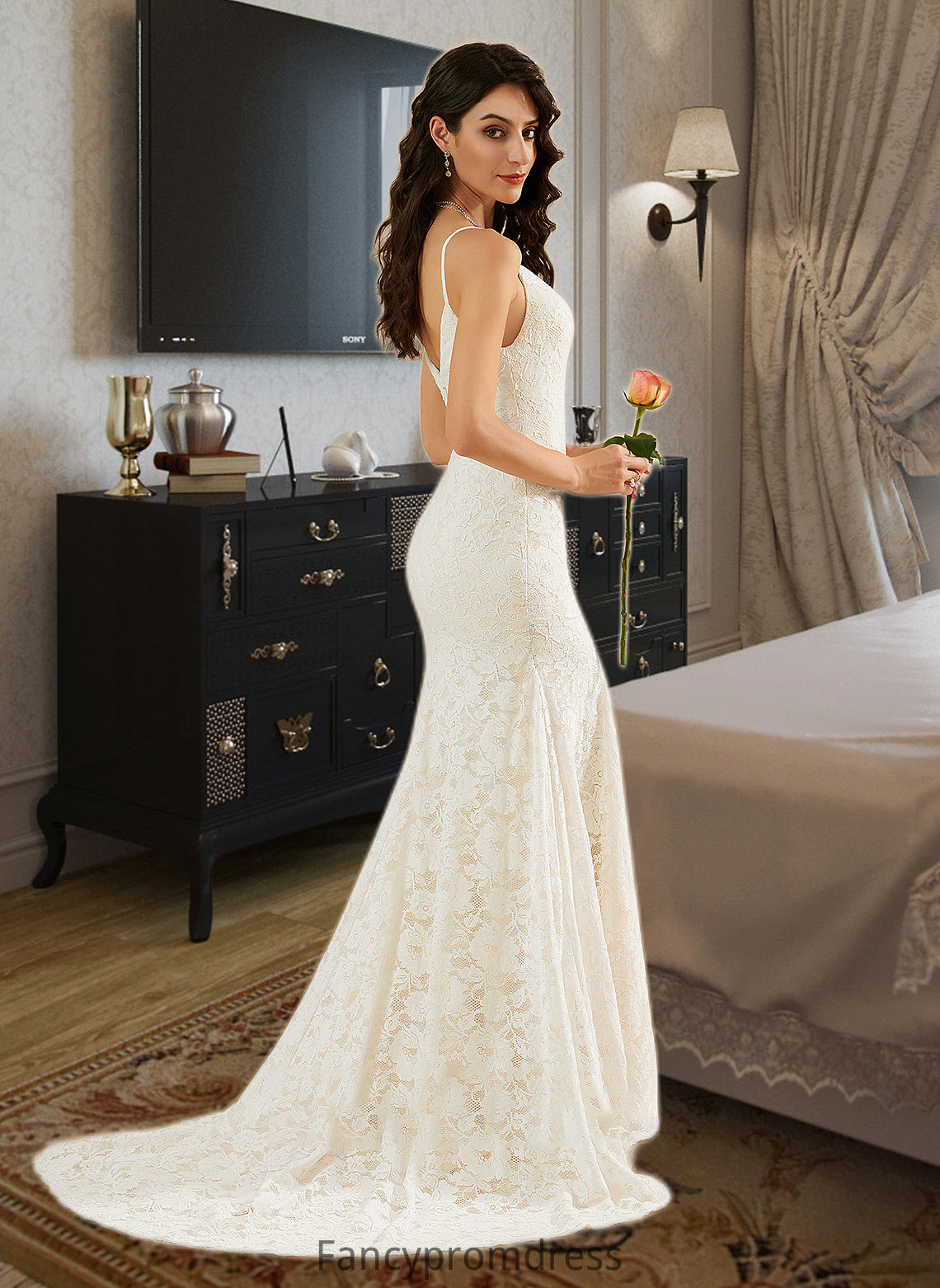 Jimena Trumpet/Mermaid V-neck Court Train Wedding Dress DRP0013725