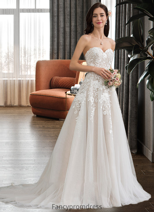 Aliana Ball-Gown/Princess Sweetheart Court Train Tulle Wedding Dress DRP0013732