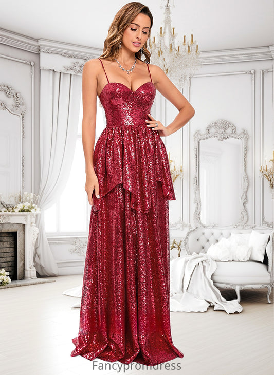 Hope A-line Sweetheart Floor-Length Sequin Prom Dresses DRP0025868