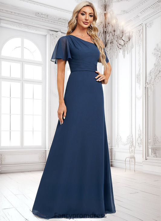 Jan A-line Asymmetrical Floor-Length Chiffon Bridesmaid Dress With Ruffle DRP0025801