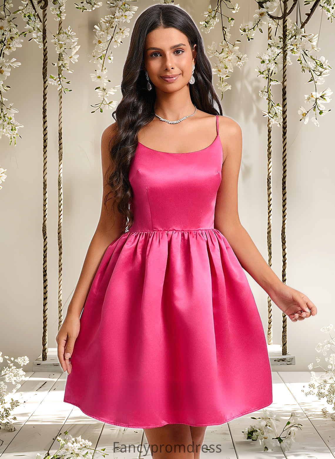 Lynn Ball-Gown/Princess Scoop Short Satin Homecoming Dress DRP0025714