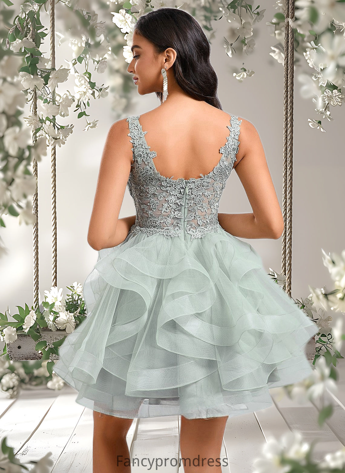 Lexie Ball-Gown/Princess V-Neck Short Tulle Lace Homecoming Dress DRP0025671