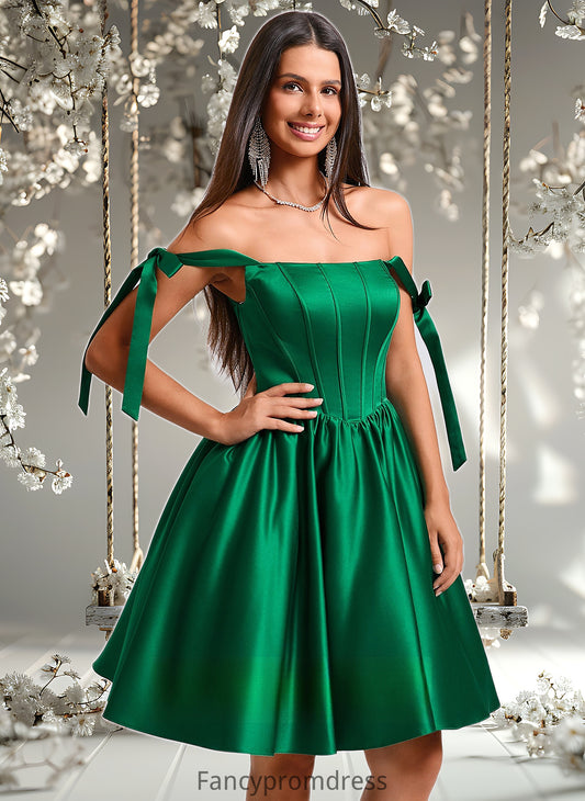 Corinne Ball-Gown/Princess Straight Short Satin Homecoming Dress With Bow DRP0025645