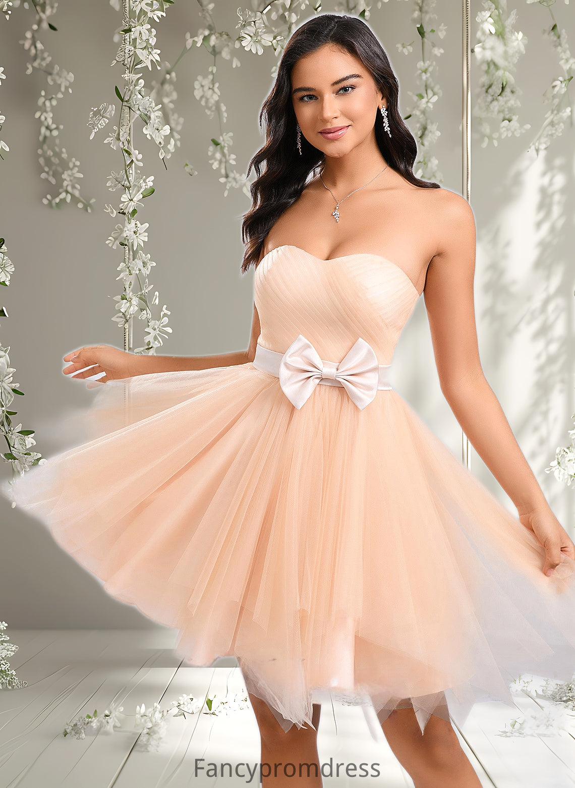 Hadassah Ball-Gown/Princess Sweetheart Short Tulle Homecoming Dress With Bow DRP0025719