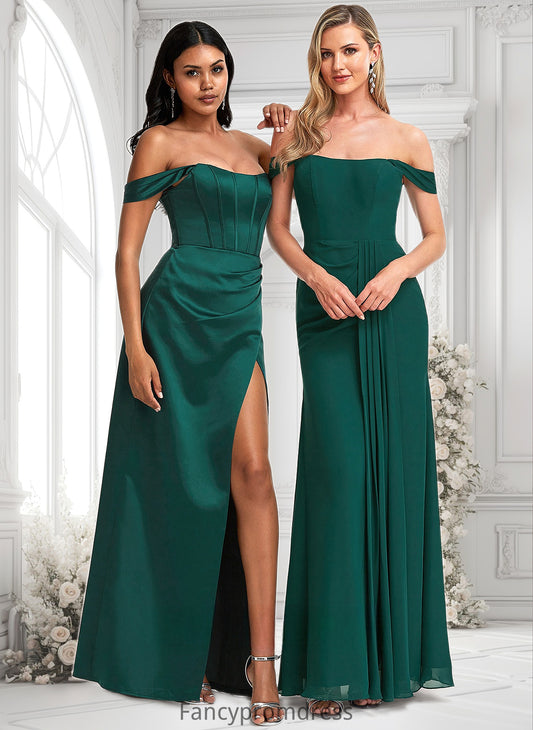 Quinn A-line Off the Shoulder Floor-Length Satin Bridesmaid Dress DRP0025743