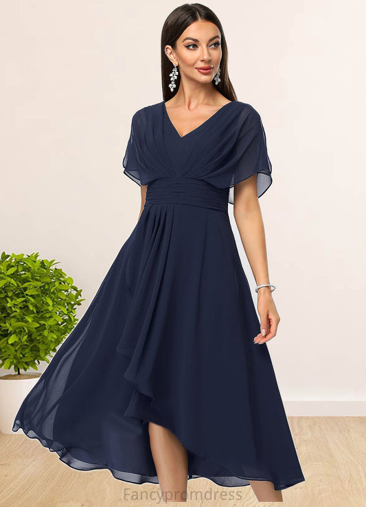 Payten A-line V-Neck Asymmetrical Chiffon Cocktail Dress With Cascading Ruffles DRP0022263