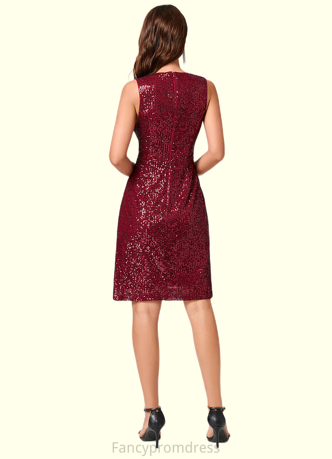 Imani A-line V-Neck Knee-Length Sequin Cocktail Dress With Sequins DRP0022300