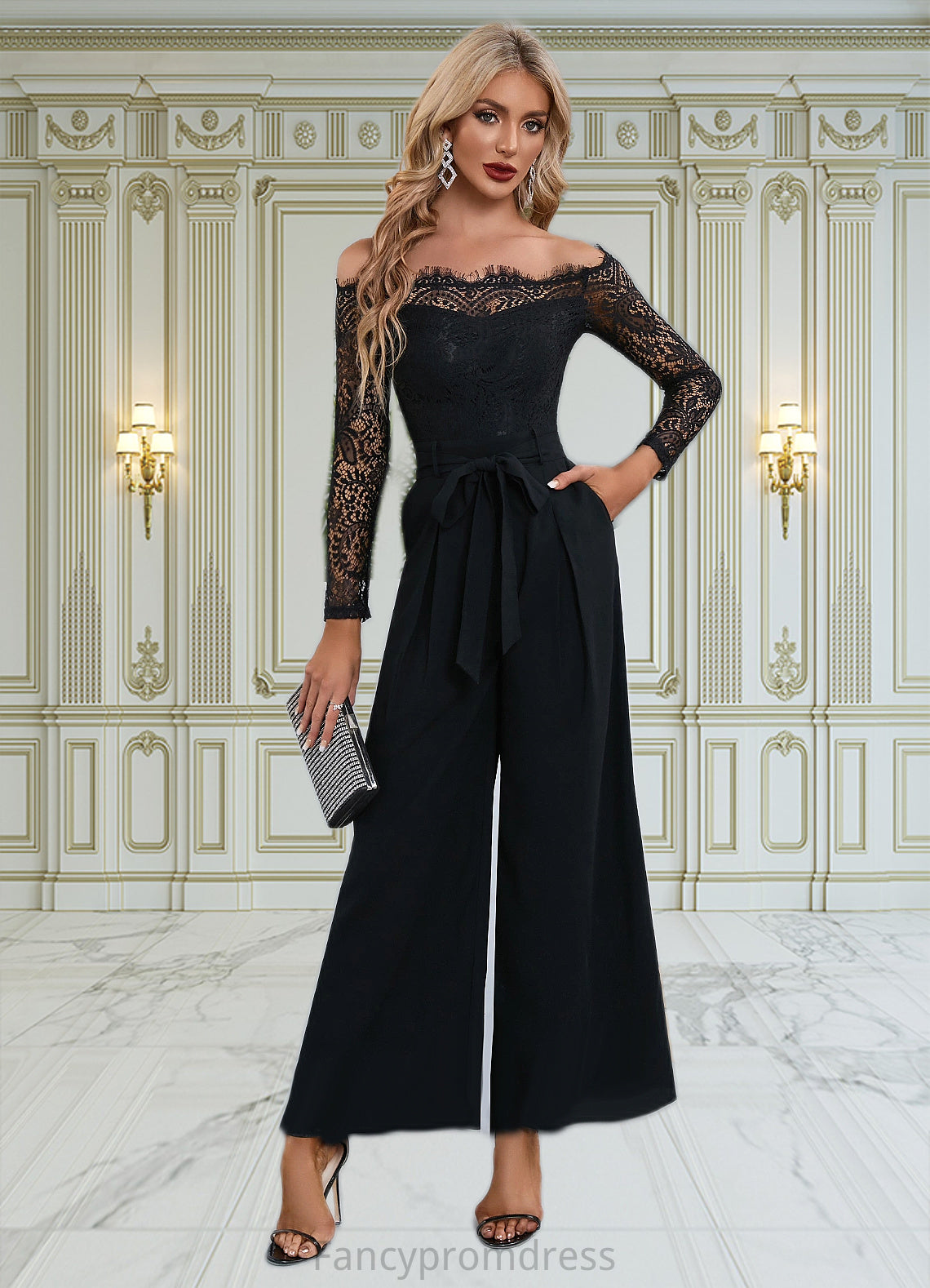 Janiyah Cold Shoulder Elegant Jumpsuit/Pantsuit Polyester Asymmetrical Maxi Dresses DRP0022319