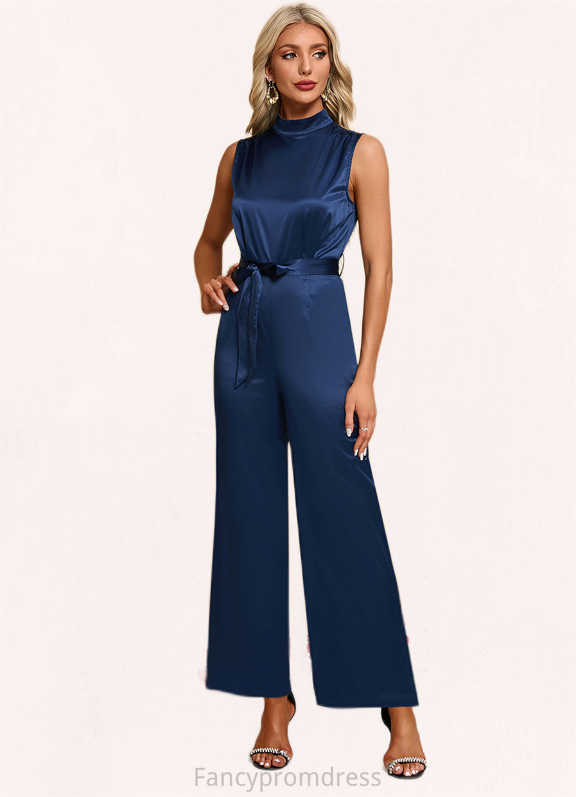 Itzel High Neck Elegant Jumpsuit/Pantsuit Satin Maxi Dresses DRP0022324