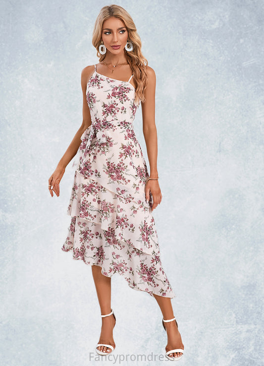 Nadia Floral Print Asymmetrical Elegant A-line Chiffon Asymmetrical Dresses DRP0022338