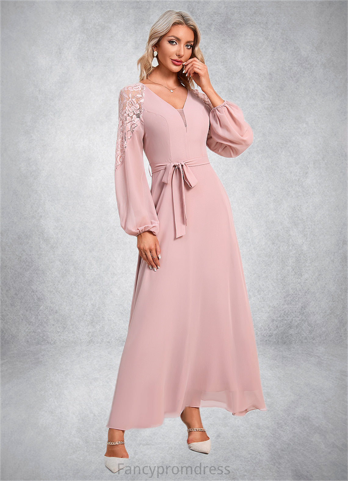 Chelsea V-Neck Elegant A-line Chiffon Dresses DRP0022360