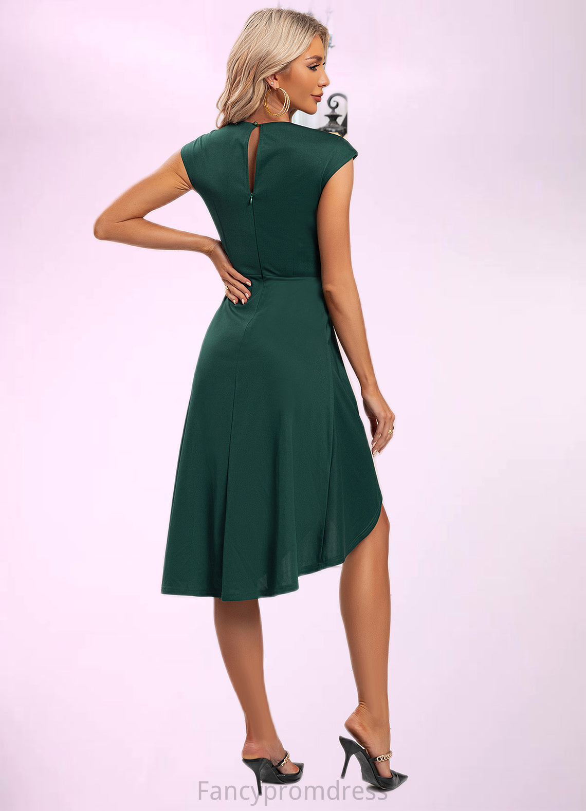 Carly Chain Strap Scoop Elegant Sheath/Column Cotton Blends Asymmetrical Midi Dresses DRP0022382