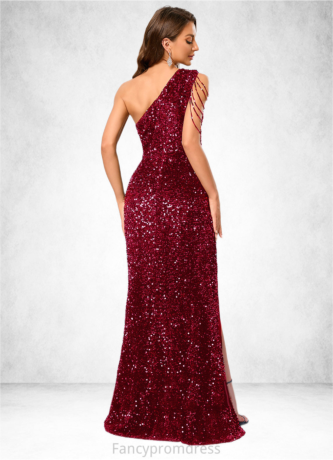 Marin Sequins One Shoulder Sheath/Column Sequin Dresses DRP0022390