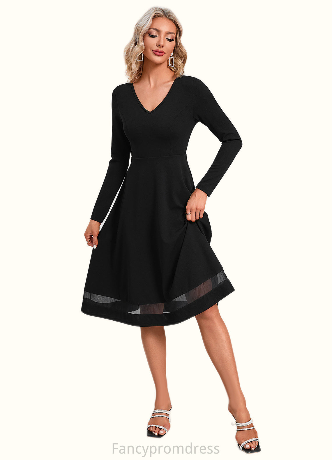 Zoie V-Neck Elegant A-line Polyester Midi Dresses DRP0022403