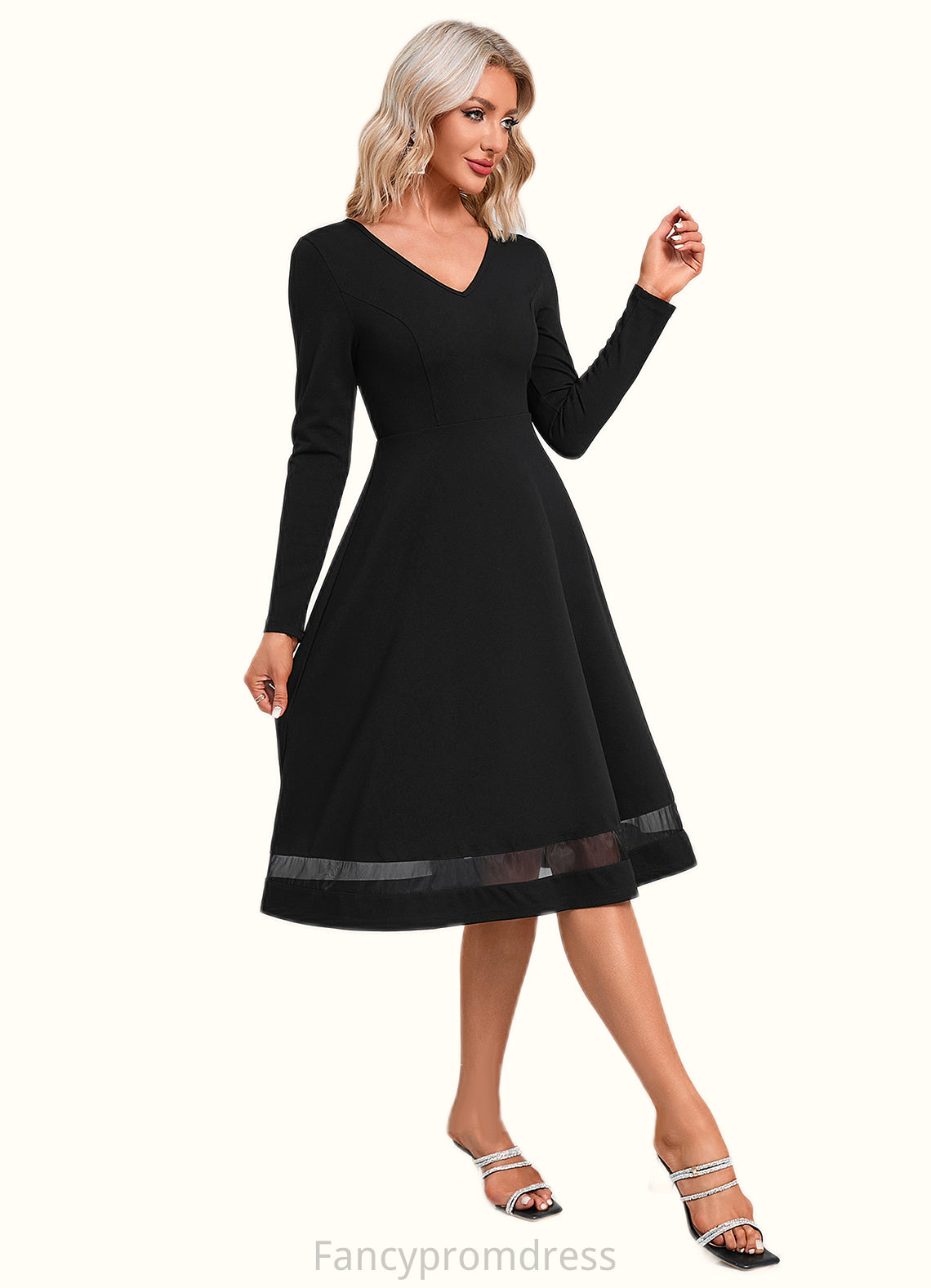 Zoie V-Neck Elegant A-line Polyester Midi Dresses DRP0022403