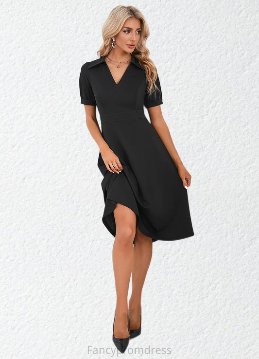 Tricia V-Neck Elegant A-line Cotton Blends Midi Dresses DRP0022412