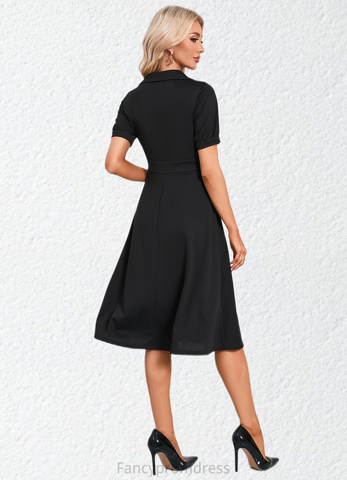 Tricia V-Neck Elegant A-line Cotton Blends Midi Dresses DRP0022412