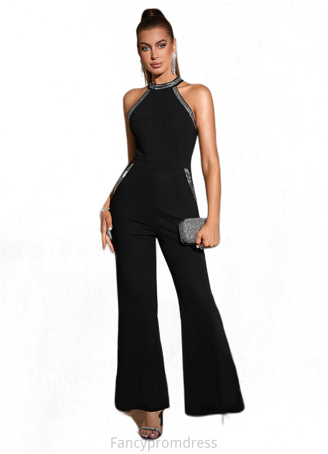 Justine Sequins High Neck Elegant Jumpsuit/Pantsuit Polyester Maxi Dresses DRP0022438