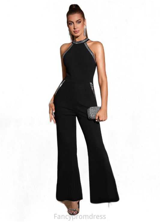 Justine Sequins High Neck Elegant Jumpsuit/Pantsuit Polyester Maxi Dresses DRP0022438