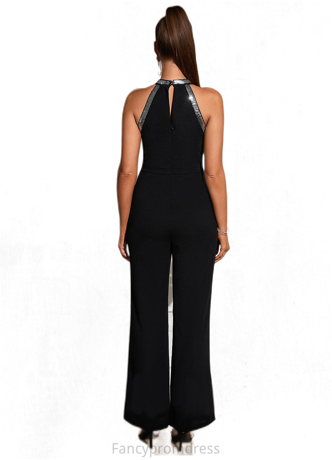 Justine Sequins High Neck Elegant Jumpsuit/Pantsuit Polyester Maxi Dresses DRP0022438