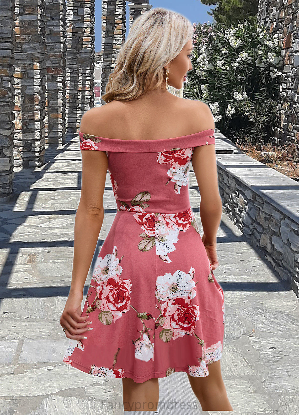 Carley Floral Print Cold Shoulder Elegant A-line Cotton Blends Mini Dresses DRP0022443