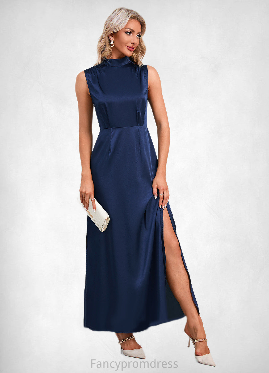 Elizabeth High Neck Elegant A-line Satin Maxi Dresses DRP0022520