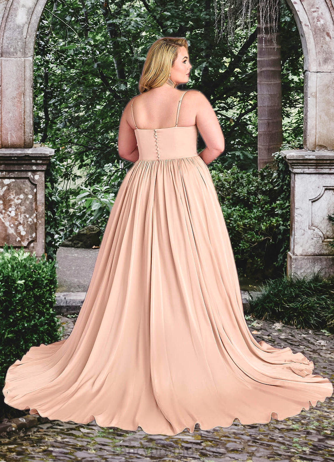 Paris Beaded Sweetheart Cowl Dropwaist Stretch Satin Ball Gown English Rose DRP0022753