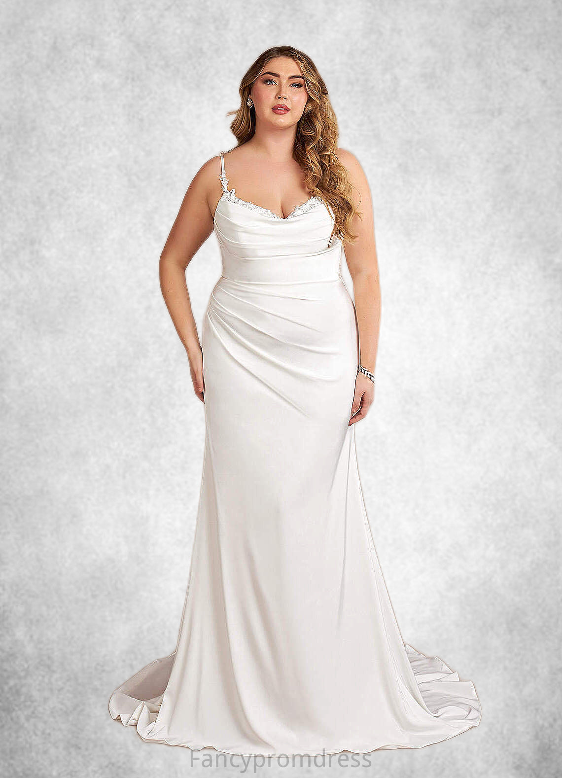 Eliana Mermaid Sweetheart Sequins Crepe Back Satin Chapel Train Dress Diamond White DRP0022755